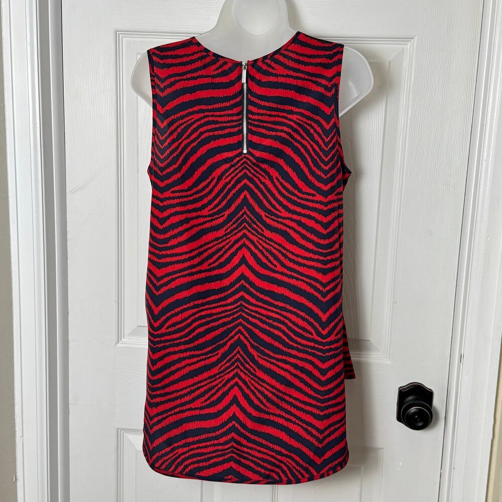 Michael Kors Zebra Print Tank Top High Low Hem Back Zip Sleeveless Career - Picture 2 of 11